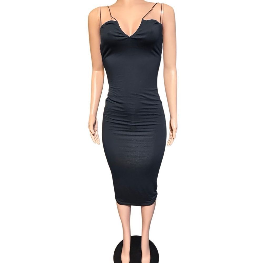 SER.O.YA Black Modal Blend midi dress Small